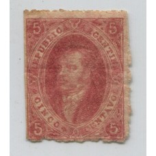 ARGENTINA 1865 GJ 25 RIVADAVIA ESTAMPILLA DE 4ta TIRADA NUEVA CON GOMA U$ 48 + 300 %